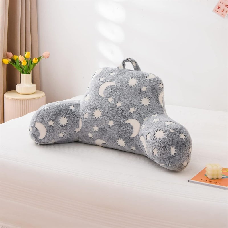 Aimuan Reading Pillow Glow in The Dark Bed Rest Wedge Kids Glow Backrest Pillow Dinosaur Print with Arms Back Support for Sitting Up in Bed Cushion, Grey - Image 5